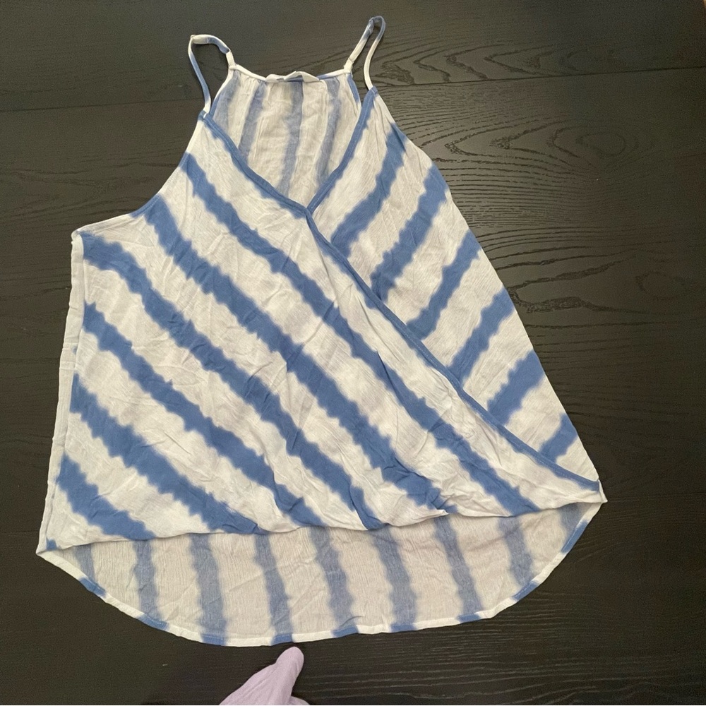Striped Tank Top Blue‎ White Sleeveless Casual Summer Beach Vacation